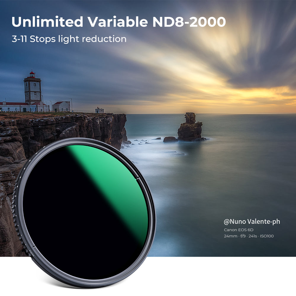 K&F ND8-ND2000 (3-11stop) Variable ND Filter Neutral Density Filter with Multi-Resistant Coating Nano-Dazzle K&F ND8-ND2000 (3-11stop) Variable ND Filter Neutral Density Filter with Multi-Resistant Coating Nano-Dazzle